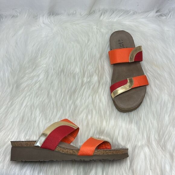 Naot Shoes - Naot Frankie Red/Orange/Gold Wedge Slide Sandals Sz 38/US‎ 7